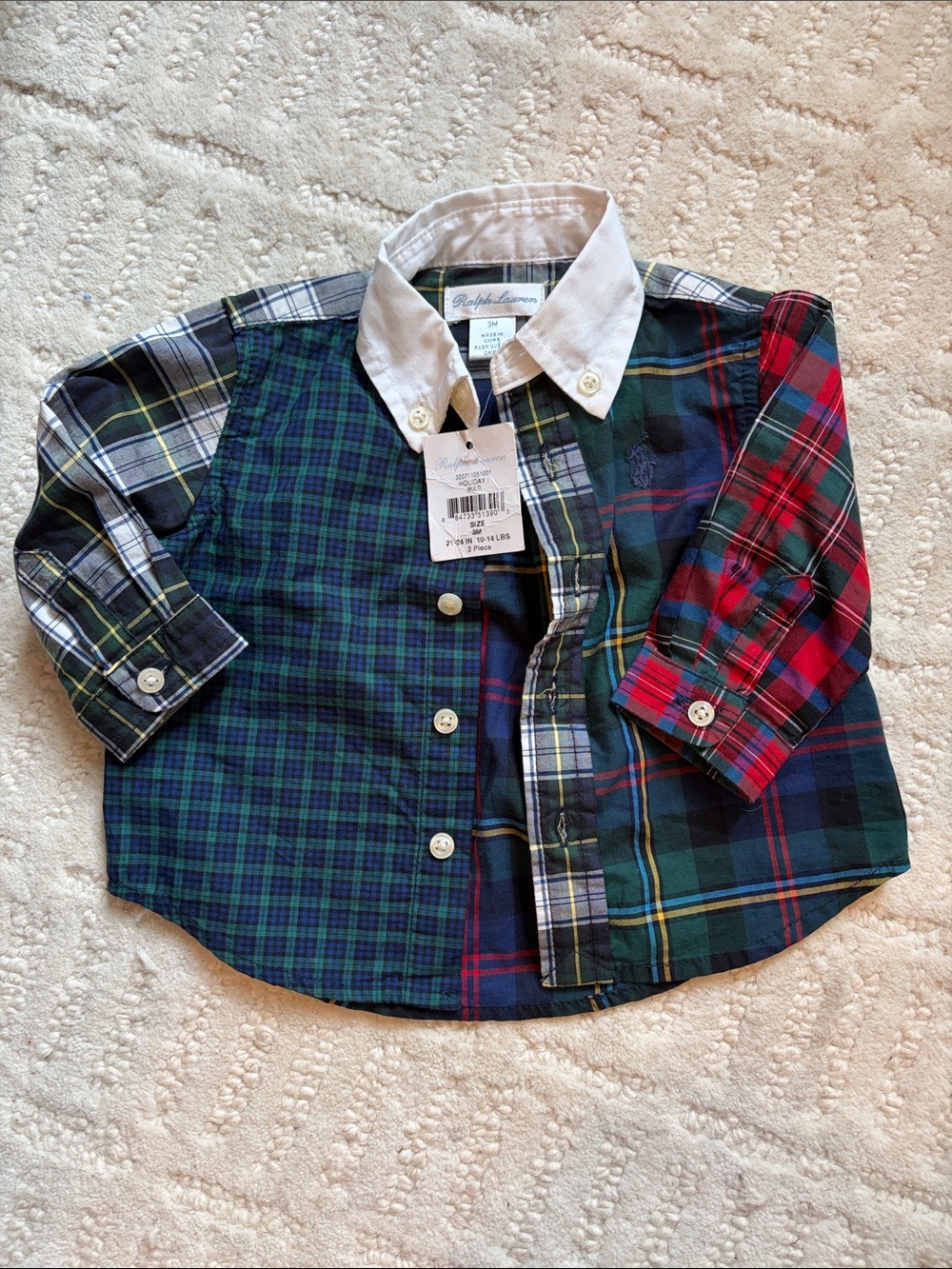 Ralph Lauren 3m plaid Christmas button down NWT